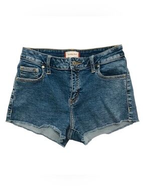 Aritzia Sunday Best Raw Hem Denim Shorts Size 28 Blue Jean Cutoffs Mid Rise